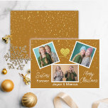 Cartes Pour Fêtes Annuelles Sisters Forever Christmas Brown Photo Collage<br><div class="desc">Un cadeau spécial et mémorable de collage photo de Noël pour soeurs. Le design comprend une mise en page de trois photos en grille de collage pour afficher trois de vos photos spéciales avec un faux coeur d'or au milieu et un ornement entre les photos. Remarque : toutes les couleurs...</div>