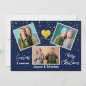 Cartes Pour Fêtes Annuelles Sisters Forever Christmas Navy Blue Photo Collage (Devant)
