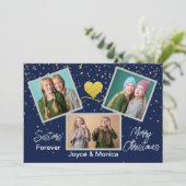Cartes Pour Fêtes Annuelles Sisters Forever Christmas Navy Blue Photo Collage (Debout devant)