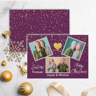 Cartes Pour Fêtes Annuelles Sisters Forever Christmas Purple Photo Collage