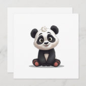 Cartes Pour Fêtes Annuelles Sitting Panda Bear Cartoon Illustration Artwork (Devant / Derrière)