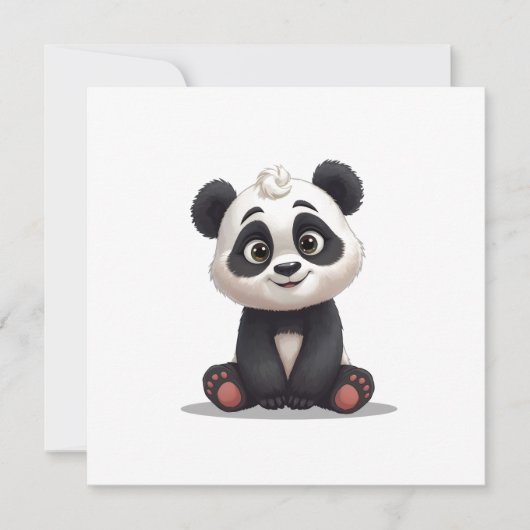 Cartes Pour Fêtes Annuelles Sitting Panda Bear Cartoon Illustration Artwork (Devant)