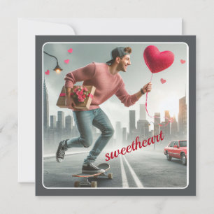 Cartes Pour Fêtes Annuelles Skateboard avec cadeau Chérie Valentine