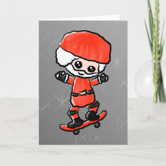 Cartes Pour Fêtes Annuelles Skateboard Père Noël