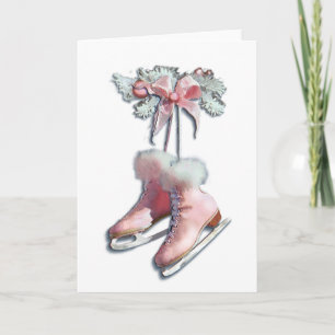 Cartes Pour Fêtes Annuelles SKATES DE GLACE en ROSE par SHARON SHARPE
