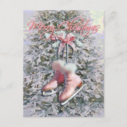 Cartes Pour Fêtes Annuelles SKATES DE GLACE en ROSE par SHARON SHARPE (Devant)