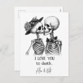 Cartes Pour Fêtes Annuelles Skeleton Couple (Devant / Derrière)