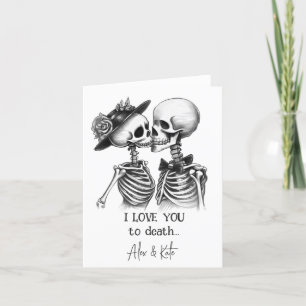 Cartes Pour Fêtes Annuelles Skeleton Couple