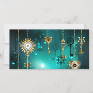 Cartes Pour Fêtes Annuelles Skeleton Keys on Green Background