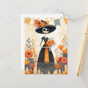 Cartes Pour Fêtes Annuelles Skeleton Lady La Catrina Jour des Morts