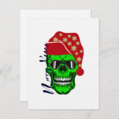 Cartes Pour Fêtes Annuelles Skeleton Santa Hat (Devant / Derrière)