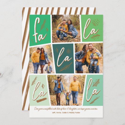 Cartes Pour Fêtes Annuelles Sketch Fa La La La La La Four Photo Noël (Devant / Derrière)