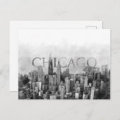 Cartes Pour Fêtes Annuelles Sketch Skyline de Chicago (Devant / Derrière)