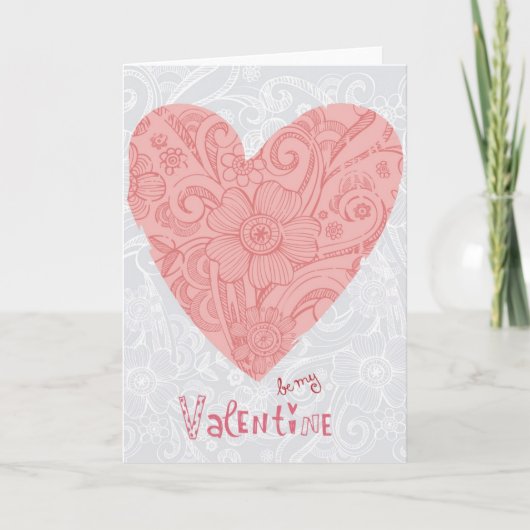 Cartes Pour Fêtes Annuelles Sketchy Valentine's Doodle Heart and Swirls (Devant)
