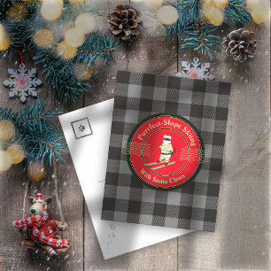 Cartes Pour Fêtes Annuelles Ski à pente douce avec des lois Père Noël