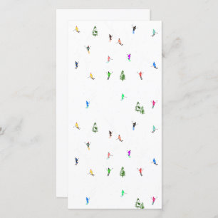 Cartes Pour Fêtes Annuelles Ski alpin d'hiver Ski Ski Ski Motif