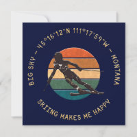 Ski Big Sky, Montana - Femme Skier, Texte Jaune