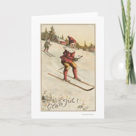 Cartes Pour Fêtes Annuelles Ski de GreetingSanta de Noël (Devant)