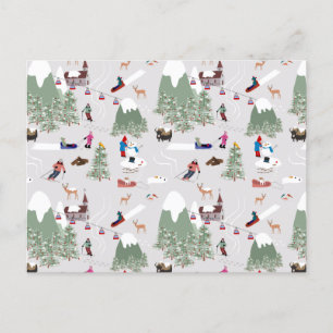 Cartes Pour Fêtes Annuelles Ski de neige Pistes de ski de montagne Paysage
