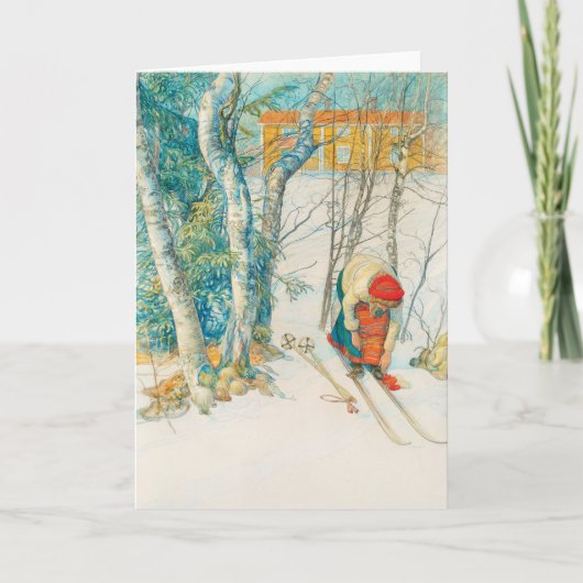 Cartes Pour Fêtes Annuelles Ski d'hiver par Carl Larsson (Devant)
