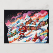 Cartes Pour Fêtes Annuelles ski psychédélique père Noël noël (Devant)