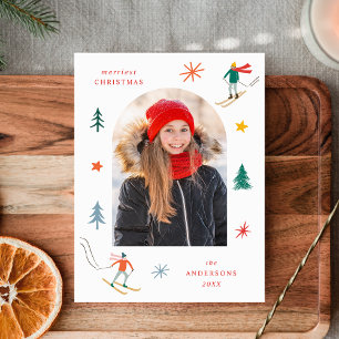 Cartes Pour Fêtes Annuelles Skieurs de fête Photo