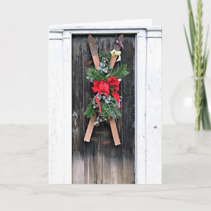 Cartes Pour Fêtes Annuelles Skis Décorés De Vacances