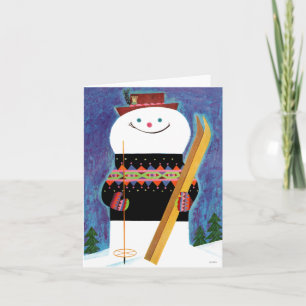 Cartes Pour Fêtes Annuelles Skis pour Snowman