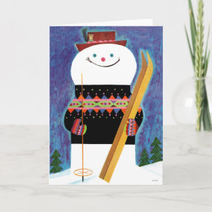 Cartes Pour Fêtes Annuelles Skis pour Snowman