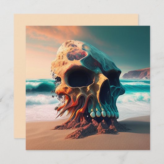 Cartes Pour Fêtes Annuelles Skull on the beach (Devant / Derrière)