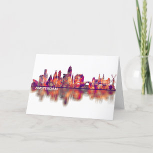 Cartes Pour Fêtes Annuelles Skyline d'Amsterdam