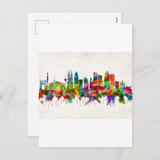 Cartes Pour Fêtes Annuelles Skyline Espagne de Barcelone (Devant / Derrière)