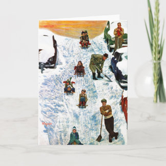 Cartes Pour Fêtes Annuelles Sledding and Digging Out