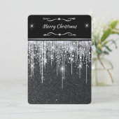 Cartes Pour Fêtes Annuelles Sleek Minimalist Black Silver Sparkle Christmas (Debout devant)