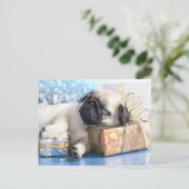 Cartes Pour Fêtes Annuelles Sleeping puppy pug and Christmas venin (Debout devant)