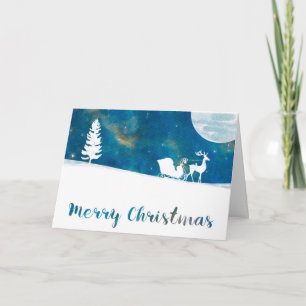 Cartes Pour Fêtes Annuelles Sleigh Ride Aurora Borealis Merry Christmas