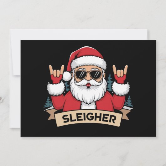Cartes Pour Fêtes Annuelles Sleigher de Noël Père Noël Rock Rocker de Noël (Devant)