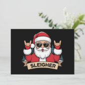 Cartes Pour Fêtes Annuelles Sleigher de Noël Père Noël Rock Rocker de Noël (Debout devant)