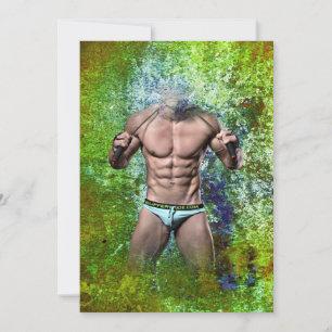 Cartes Pour Fêtes Annuelles SlipperyJoe's homme adulte très musclé torse nu 
