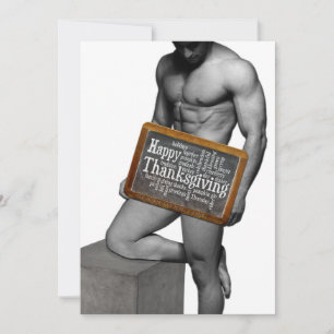 Cartes Pour Fêtes Annuelles SlipperyJoe's Thanksgiving man hot six pack abs un