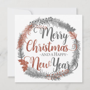 Cartes Pour Fêtes Annuelles Sliver et cuivre couronne de Noël plat Noël