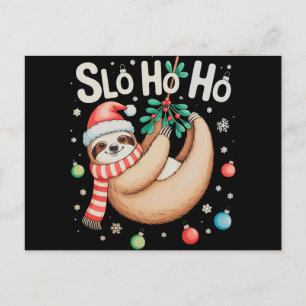 Cartes Pour Fêtes Annuelles Slo Ho Ho Paresseux Chapeau de Père Noël Joyeux Sl