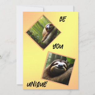 Cartes Pour Fêtes Annuelles Sloth "Be You Unique",