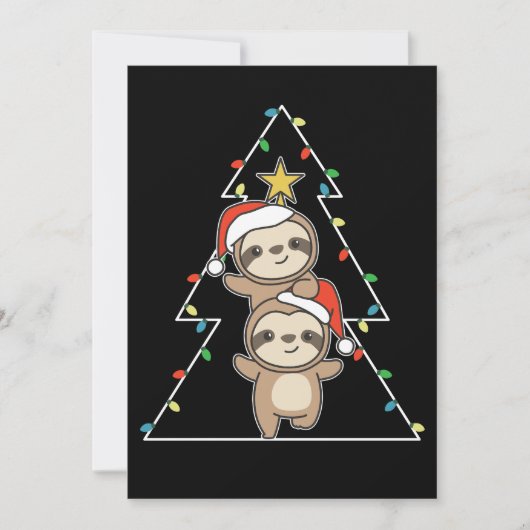 Cartes Pour Fêtes Annuelles Sloth Christmas Tree Animaux de Noël Sloths (Devant)