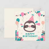 Cartes Pour Fêtes Annuelles Sloth Happy Birthday (Devant / Derrière)