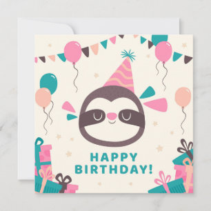 Cartes Pour Fêtes Annuelles Sloth Happy Birthday