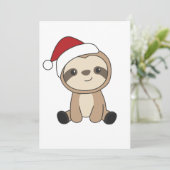 Cartes Pour Fêtes Annuelles Sloth Noël Neige Hiver Animaux Fentes (Debout devant)