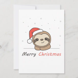 Cartes Pour Fêtes Annuelles Sloth Noël Neige Hiver Animaux Fentes