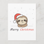 Cartes Pour Fêtes Annuelles Sloth Noël Neige Hiver Animaux Fentes (Devant)