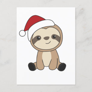 Cartes Pour Fêtes Annuelles Sloth Noël Neige Hiver Animaux Fentes